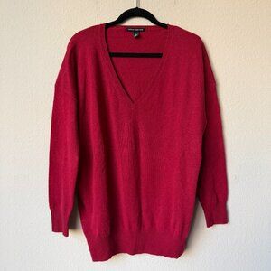 Autumn Cashmere Red 100% Cashmere V-Neck Sweater Size L